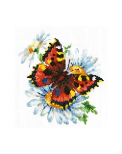 Набор для вышивания крестом Бабочка и ромашки 42 11 17х18 см Чудесная игла