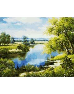 Картина по номерам Лесное озеро 40x50 Белоснежка
