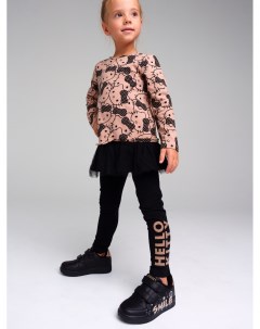 Комплект трикотажный для девочек фуфайка футболка с длинными рукавами брюки легинсы Playtoday kids