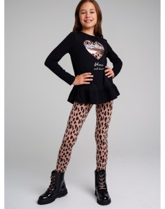 Комплект трикотажный для девочек фуфайка футболка с длинными рукавми брюки легинсы Playtoday tween