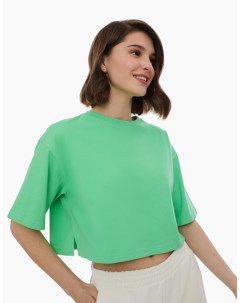 Зелёная укороченная футболка oversize Gloria jeans