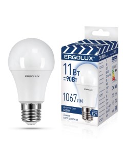 Лампа светодиодная E27 11Вт 6500К груша Ergolux