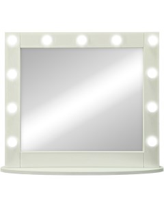 Зеркало 800х700 ЗГП44 гримерное с подсветкой Белое с механическим выключателем Континент
