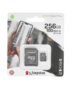 Карта памяти Micro SecureDigital 256Gb Canvas Select Plus SDXC class 10 UHS I SDCS2 256GB SD adapter Kingston