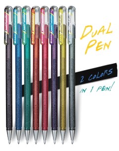 Ручка гелевая Hybrid Dual Metallic 1 0 мм зеленый синий металлик Pentel