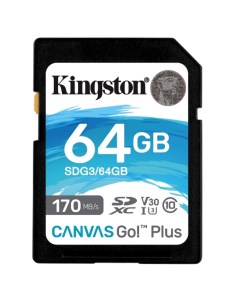 Карта памяти 64Gb SDXC Canvas Go Plus Class 10 UHS I U3 SDG3 64GB Kingston