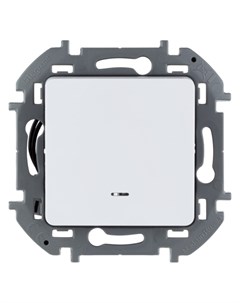 Выключатель Inspiria 1кл индикатор подсветка скрытый монтаж механизм с накладкой без рамки белый 673 Legrand