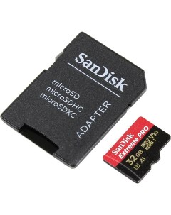 Карта памяти 32Gb microSDHC Extreme Pro Class 10 UHS-I U3 + адаптер (SDSQXCG-032G-GN6MA) Sandisk