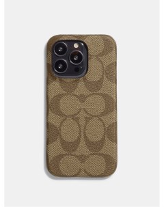 Чехол хаки в монограмму для Iphone 14 Pro Case In Signature Canvas Coach