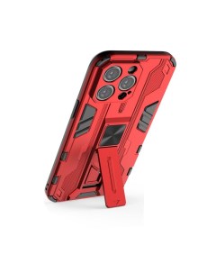 Противоударный чехол с подставкой Transformer для iPhone 14 Pro Max красный Black panther