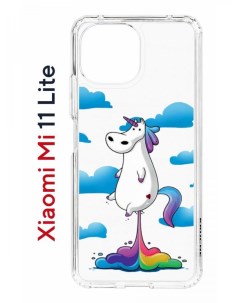 Чехол на Xiaomi Mi 11 Lite Kruche Print Flying Unicorn противоударный бампер с принтом