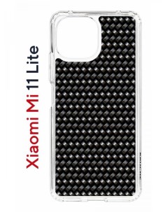 Чехол на Xiaomi Mi 11 Lite Kruche Print Карбон противоударный бампер с защитой камеры