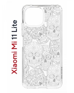 Чехол на Xiaomi Mi 11 Lite Kruche Print Skull White противоударный бампер с защитой камеры