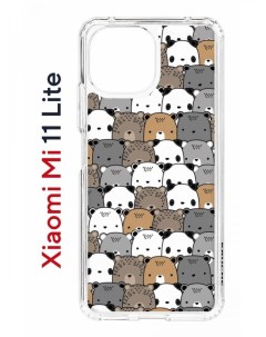 Чехол на Xiaomi Mi 11 Lite Kruche Print Медвежата противоударный бампер с защитой камеры