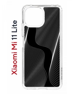 Чехол на Xiaomi Mi 11 Lite Kruche Print Line black противоударный бампер с защитой камеры