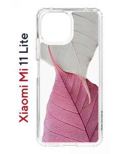Чехол на Xiaomi Mi 11 Lite Kruche Print Pink and white противоударный бампер с принтом