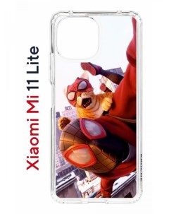 Чехол на Xiaomi Mi 11 Lite Kruche Print Человек паук противоударный бампер с принтом