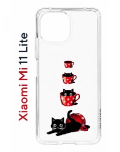 Чехол на Xiaomi Mi 11 Lite Kruche Print Котенок в чашке противоударный бампер с принтом