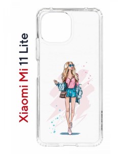 Чехол на Xiaomi Mi 11 Lite Kruche Print Fashion Girl противоударный бампер с принтом