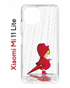 Чехол на Xiaomi Mi 11 Lite Kruche Print Девочка с зонтом противоударный бампер с принтом