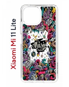 Чехол на Xiaomi Mi 11 Lite Kruche Print Music противоударный бампер с защитой камеры