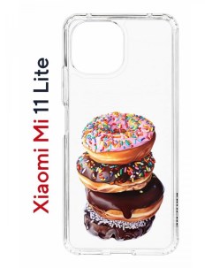 Чехол на Xiaomi Mi 11 Lite Kruche Print Donuts противоударный бампер с защитой камеры