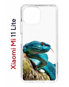 Чехол на Xiaomi Mi 11 Lite Kruche Print Змея противоударный бампер с защитой камеры
