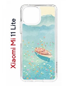 Чехол на Xiaomi Mi 11 Lite Kruche Print озеро цветов противоударный бампер с принтом