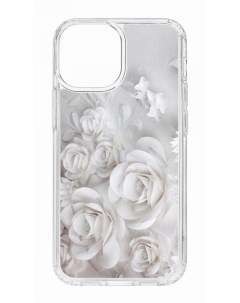 Противоударный чехол для Apple iPhone 13 mini Print White roses прозрачный Kruche