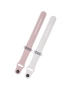 Ремешок 2 шт для смарт часов Apple Watch 38мм 40мм 41мм белый пыльно розовый Zibelino