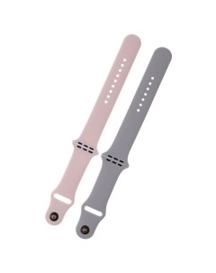 Ремешок 2 шт для смарт часов Apple Watch 42мм 44мм 45мм 49мм серый пыльно розовый Zibelino
