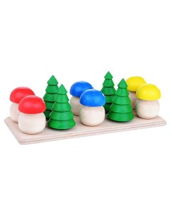 Игровой набор Елочки и грибочки на полянке 11 предметов Деревянные игрушки