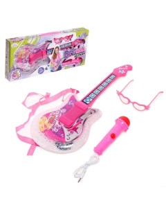 Супер гитара для девочек с микрофоном и очками 6 мелодий Кнр