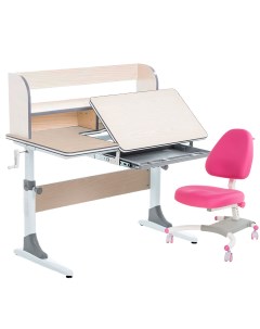 Комплект парта кресло органайзер Smart 30 клен серый с розовым креслом Figra Anatomica
