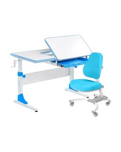 Комплект Smart 40 парта кресло белый голубой с голубым креслом Figra Anatomica