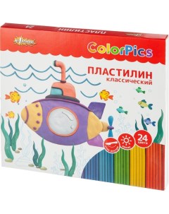 Пластилин 24 цвета ColorPics 480г со стеком 10 уп №1 school