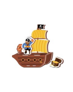 Игрушка для купания Пиратский корабль 3D 10 деталей КВ 2584 Рыжий кот