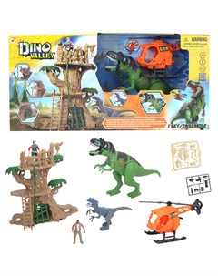 Игровой набор Охота на динозавров с вертолётом и домиком на дереве 542611 Chap mei