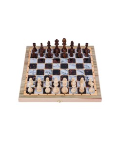 Шахматы Нарды шашки деревянные с рисунком под мрамор sh 012В Lavochkashop