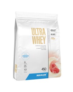 Протеин сывороточный Ultra Whey 450 гр Клубничный Молочный Коктейль Maxler