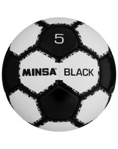 Мяч футбольный MINSA Black PU ручная сшивка размер 5 Nobrand