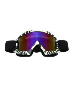 Очки маска для езды на мототехнике стекло сине фиолетовый хамелеон бело черные ОМ 19 Nobrand