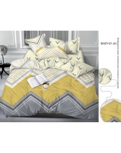 Комплект постельного белья сатин Желтый зигзаг евро Котбаюн