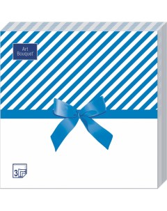 Салфетки бумажные Подарок синий 3 слоя 34 x 34 см 20 шт Art bouquet