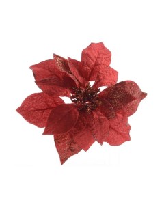 Искусственный цветок Пуансеттия шёлковая на клипсе красная 23 см Kaemingk