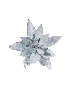 Искусственный цветок Пуансеттия Стэлла на клипсе серебряная 35 см Due esse christmas