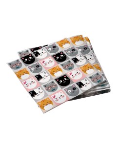 Набор бумажных салфеток для праздника Кошки с ушками с рисунком 40 шт Nd play