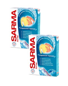 Комплект Стиральный порошок Актив Горная свежесть с антибактериальным эффектом 400 г Sarma