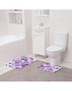 Набор ковриков для ванны и туалета Мозаика 2 шт 40x50 50x80 см Доляна
