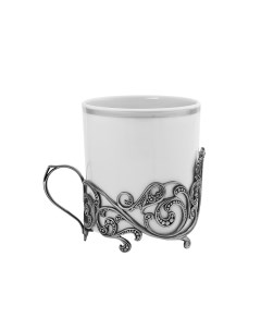 Набор чашек кофейных Витая посеребренный с ложками Кольчугинский мельхиор